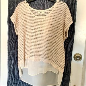 Ya Brand Boatneck Top for Ladies with Sheer Trim at Hemline; Size Medium